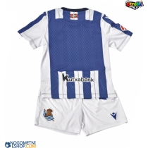 Otroški Nogometni dresi Real Sociedad Domači 2025-26 Kratek Rokav (+ Kratke hlače)